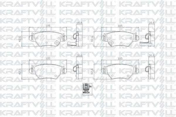Kraftvoll 07010485 Rear Brake Pad (with Disc Frenler) Astra G Zafira A — Brake Pads