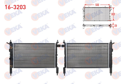 Veka 16-3203 Water Radiator Mechanical Opel Astra F 1.4i A-T 1991-1998 — Radiators & Fans