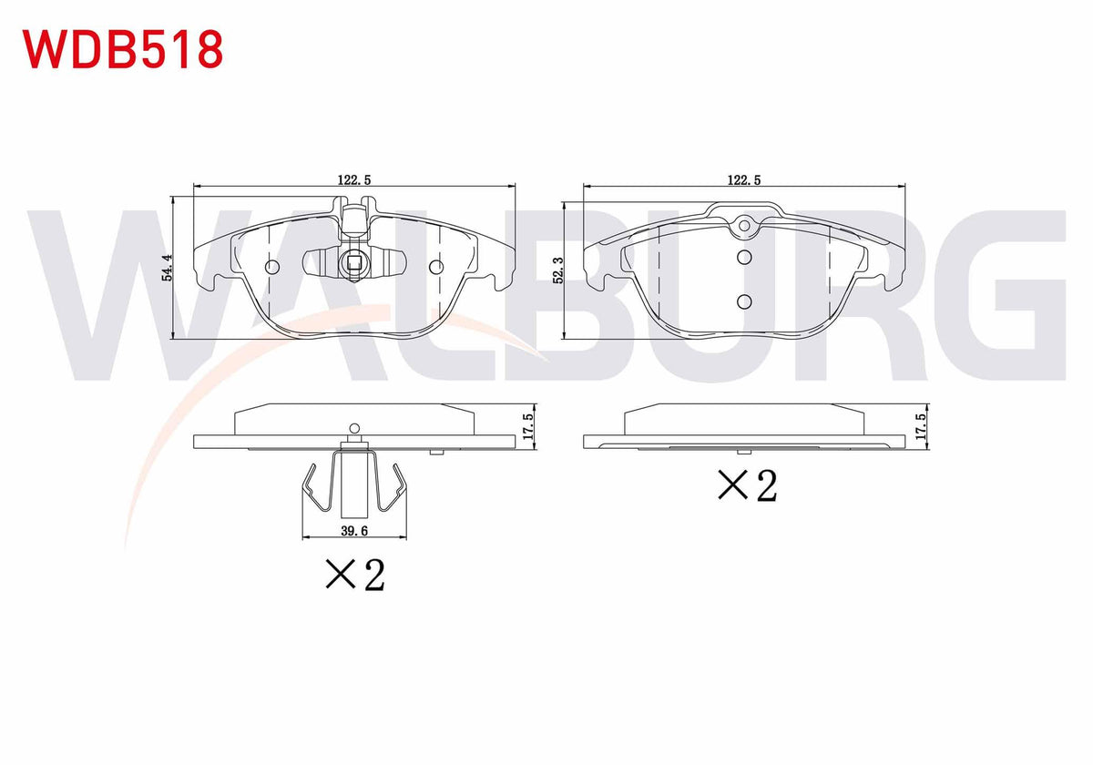 WALBURG WDB518 Brake Pad Rear Mercedes C Series (W204) C 180 2007-2014 / C 200 CDI 2007-2014 / C 220 CDI 2007-20 — Brake Pads