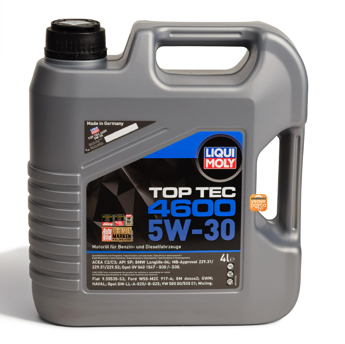 Liqui Moly 3763 Top Tec 4600 5W-30 Dexos2 4 Litre Motor Oil (3763) — Fluids & Chemicals