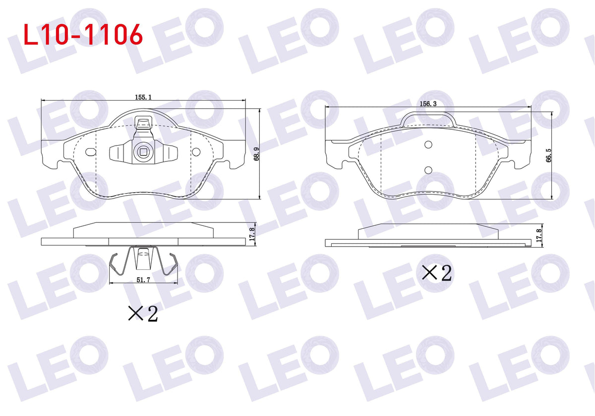 LEO L10-1106 Brake Pad Front Renault Megane II (Bm0 / 1, Cm0 / 1) 1.5 dCi 2002-2008 / Megane II (Bm0 / 1 and 2 m — Brake Pads