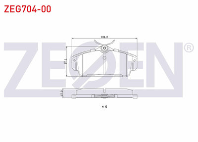 Zegen ZEG704-00 Brake Pad Front Nissan Primera 1.6i 16V 1996-2001 / 1.8i 16V 1996-2001 / 2.0i 16V 1996-2001 / 2. — Brake Pads