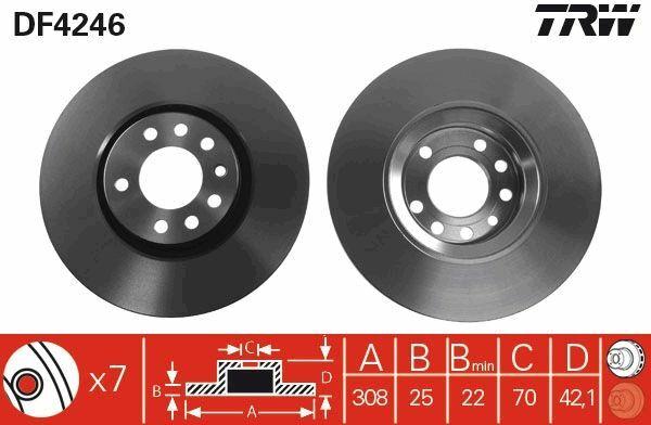 TRW DF4246 Disc Brake - Ventilated Brake Disc for 98 Astra G/H — Brake Rotors & Drums