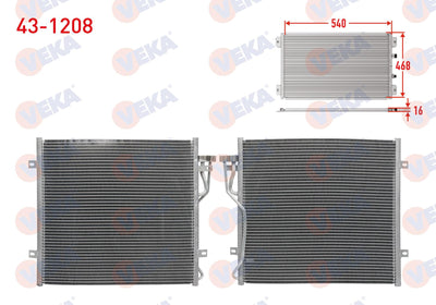 Veka 43-1208 A/C Condenser Jeep Cherokee 2.4, 2.5 4X4 2001-2008 / 2.8 Crd 2010
