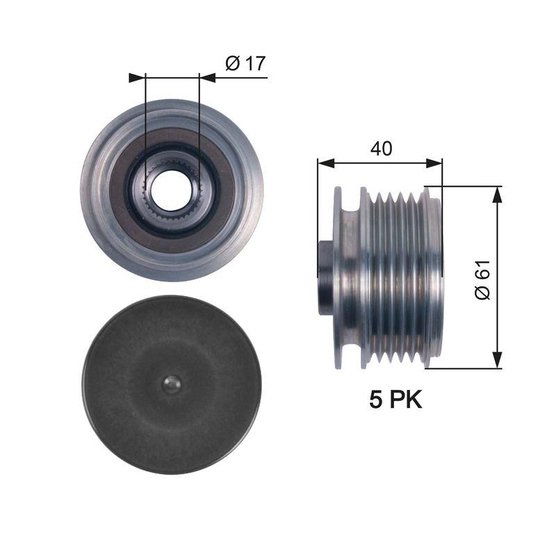 Gates OAP7117 Alternator Pulley Hyundai/Kia Accent Era Blue Elantra Getz i10 i20 i30 I40 Matrix Cerato 1.4-1.7 CRDi 2005-
