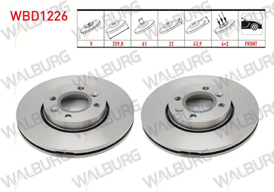 WALBURG WBD1226 Brake Disc Front Air 4 Bjn 259,8X22x61x43 — Brake Rotors & Drums