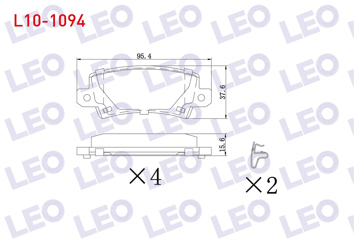 LEO L10-1094 Brake Pad Rear with Wear Indicator Toyota Corolla 1.4 Vvt-I 2002-2007 / Corolla 1.6 Vvt-I 2002-2007 — Brake Pads