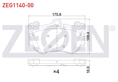 Zegen ZEG1140-00 Brake Pad Front Porsche Cayenne (955) 3.2i 2002-2010 / Porsche Cayenne (955) S4.5i V8 2002-2010 — Brake Pads