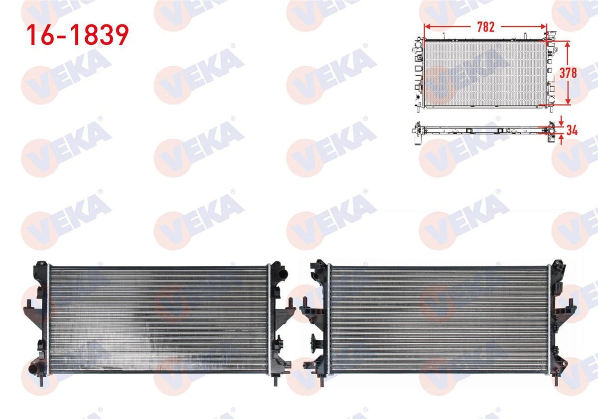 Veka 16-1839 Su Radiator Mechanical Fiat Ducato III (250) 2.3 Mjt M-T (Intercooler Connection Thin) 2006-2 — Radiators & Fans