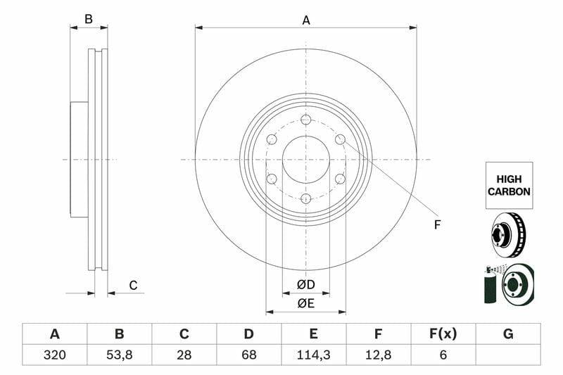 BOSCH 0986479H29 Disc Brake 18-X Series - 2 Piece Set — Brake Rotors & Drums
