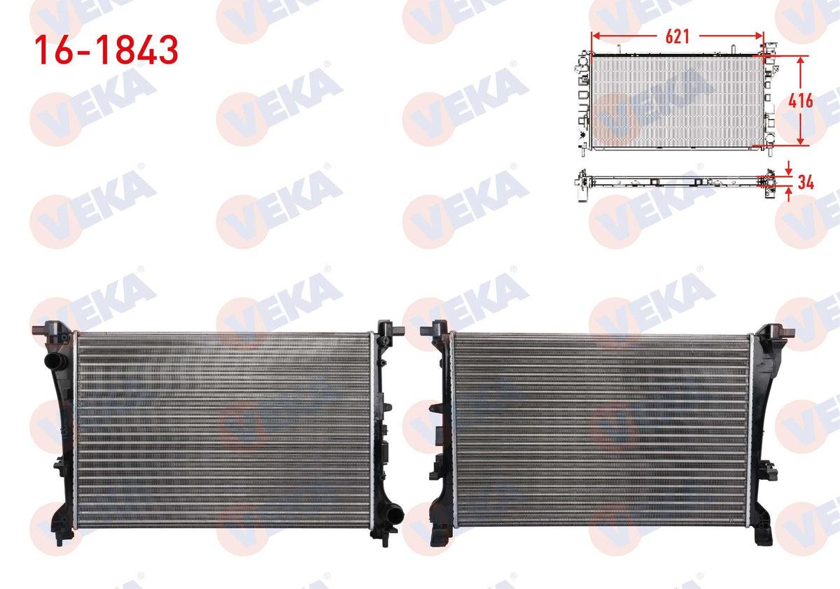 Veka 16-1843 Su Radiator Mechanical Fiat Egea 1.3 Mjt-1.6 Mjt 16V M-T Ac + /-2015 — Radiators & Fans