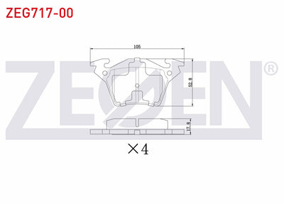 Zegen ZEG717-00 Brake Pad Rear Mercedes Vito (638) 110 CDI 1997-2003 /Vito (638) 108 CDI 1997-2003 — Brake Pads