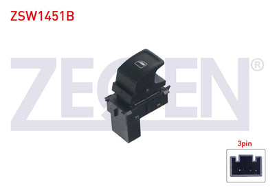 Zegen ZSW1451B Glass Release Switch Single Red Light 3 Pin Golf VII-Passat-Polo-Superb-Leon-Altea 2012 — Switches & Relays