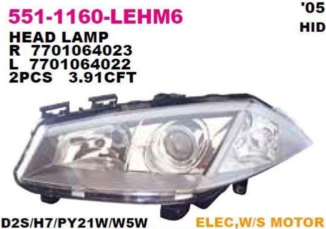 Depo 551-1160L-LEHM6 Left Headlight Renault Megane II 05- Xenonlu with Motor — Headlights