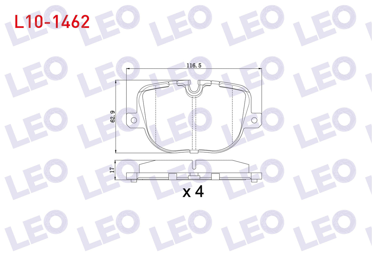 LEO L10-1462 Brake Pad Rear Land Rover Discovery IV (La) 3.0 TD 4X4 2010-/ Range Rover IV (Lg) 3.0 TD 4X4 2012-/ Range Rover IV (Lg) 5.0 V8 4X4 2012