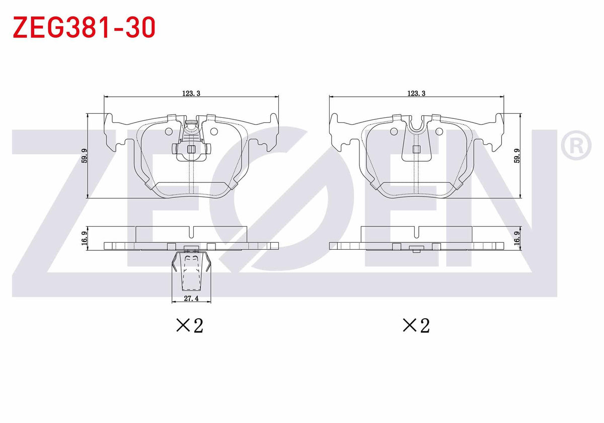 Zegen ZEG381-30 Brake Pad Rear Land Rover Rangerover III 3.0 TD 6 2002-2012 / BMW X5 3.0 D 2000-2007 / (E53) 3.5 — Brake Pads