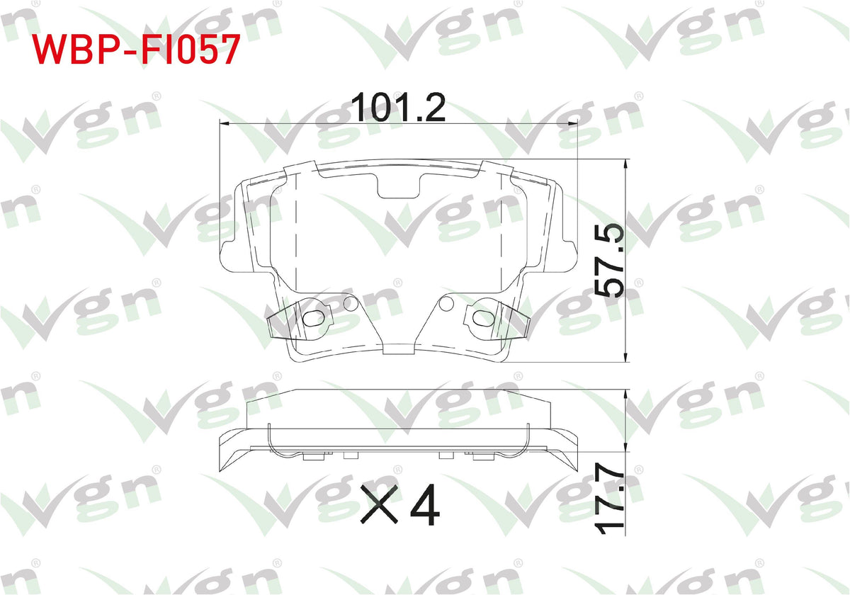 WGN WBP-FI057 Brake Pad Rear with Wear Indicator Chrysler 300C 2004-/ Lancia Thema (Lx) 3.0 2011-2014 — Brake Pads