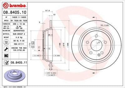 Brembo 08.8405.10 Brake Disc Rear Viano/Vito W639 W638 — Brake Rotors & Drums