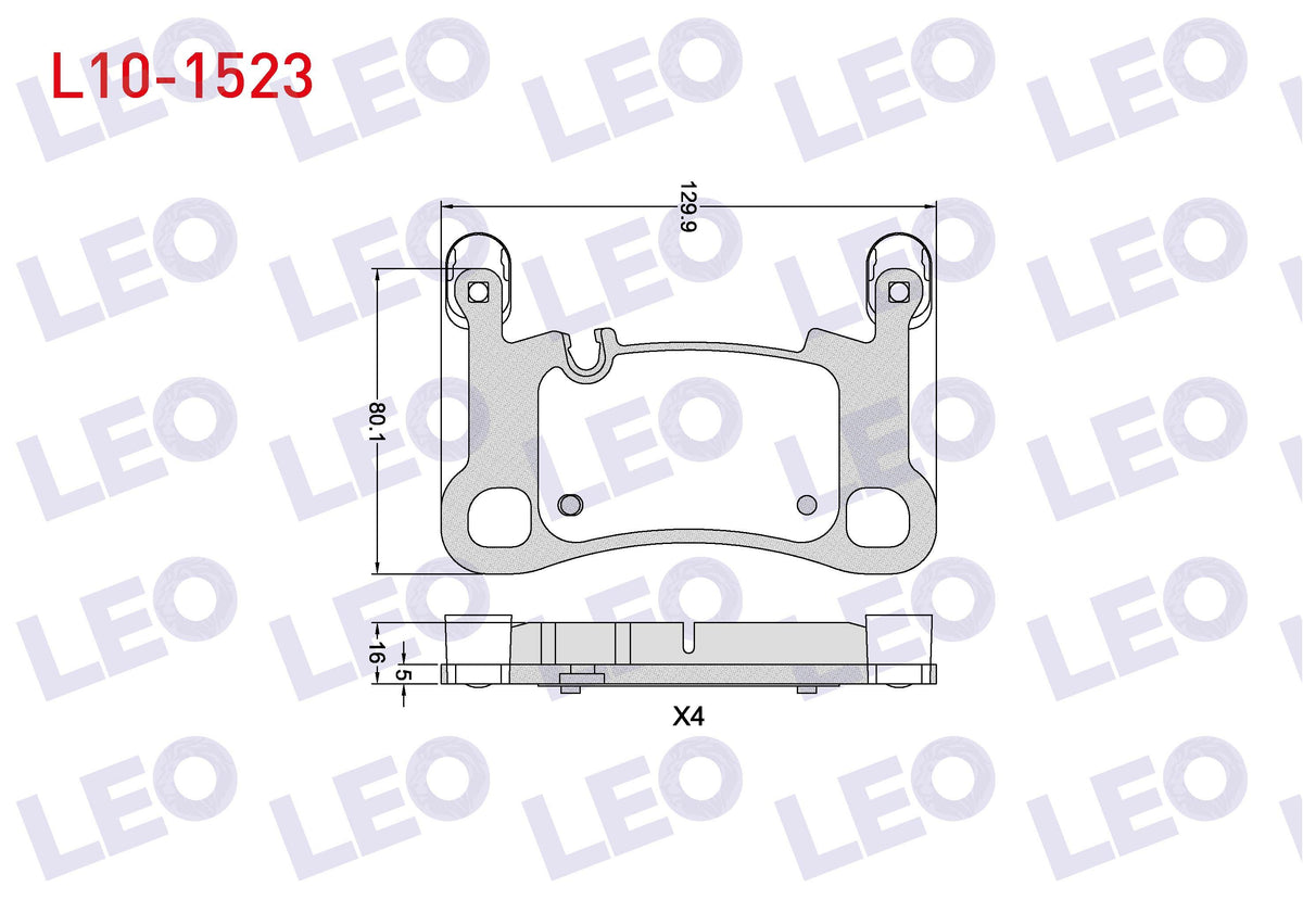 LEO L10-1523 Brake Pad Rear with Wear Indicator Porsche Cayenne (9Ya) 2.9 S-3.0 TDI-3.0 Hybird-4.0i T 2017 — Brake Pads