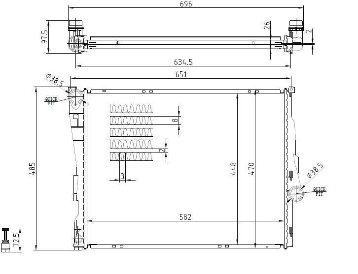 MGA 80507 Water Radiator Brazing (BMW E46 Automatic) — Radiators & Fans
