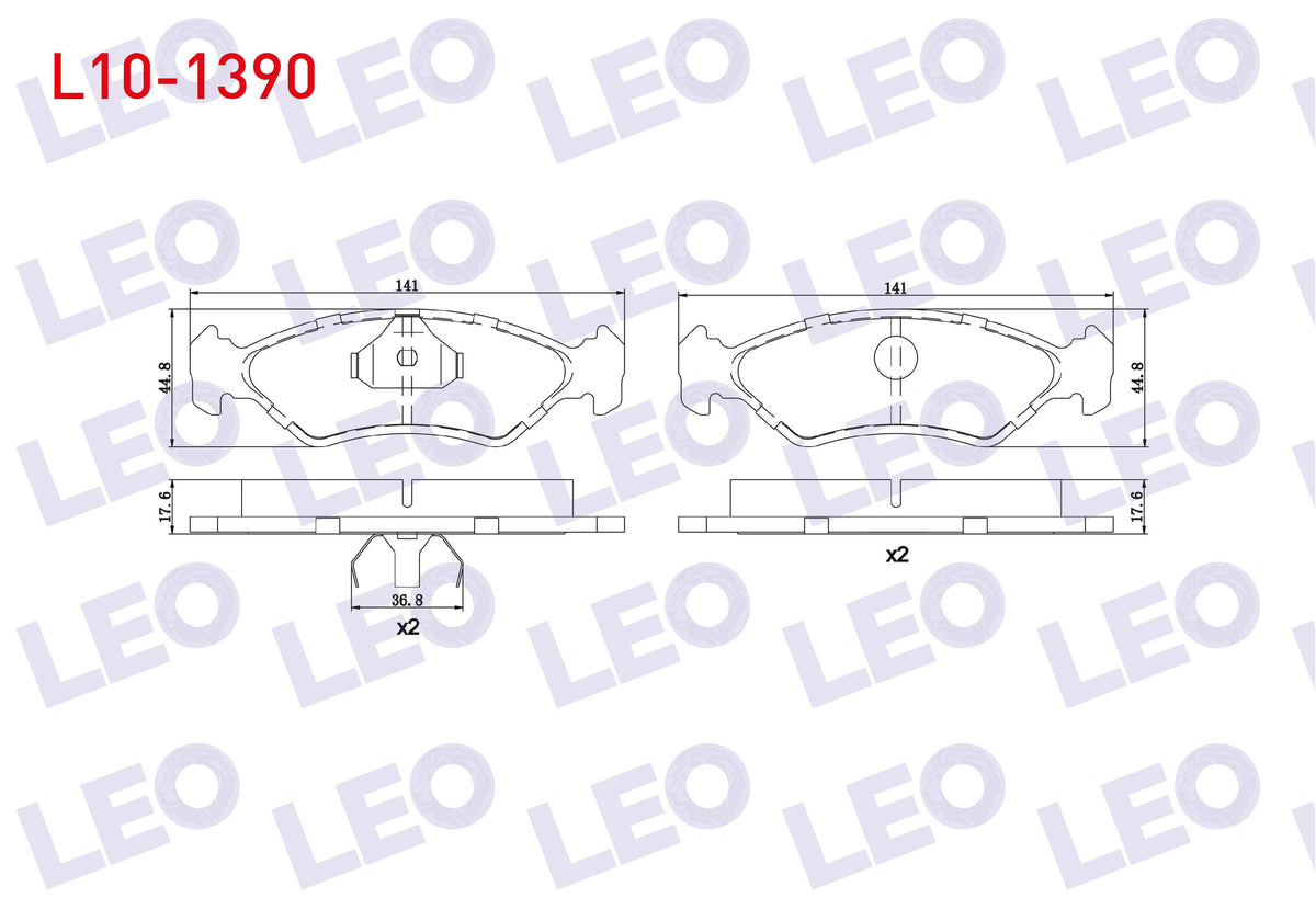 LEO L10-1390 Brake Pad Front Ford Fiesta III 1.1 1989-1995 / Fiesta III 1.4 1989-1995 / Fiesta III 1.6 16V 1989 — Brake Pads