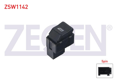 Zegen ZSW1142 Glass Release Switch Single 5 Pin Polo 2009-/ Ibiza II-Cordoba 1993-2002 — Switches & Relays
