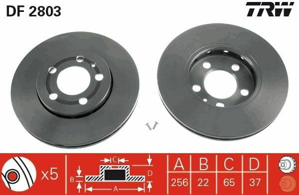 TRW DF2803 Brake Disc - Front for Bora I (1J2) — Brake Rotors & Drums