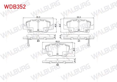 WALBURG WDB352 Brake Pad Rear with Wear Indicator Toyota Corolla 1.4 D 2007-2012 / Corolla 1.4 D-4D 2007-2012 / — Brake Pads
