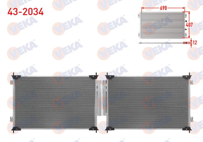 Veka 43-2034 A/C Condenser Honda Hr-V 1.5 i-Vtec, 1.6 i-Dtec 2015 — Condensers & Evaporators