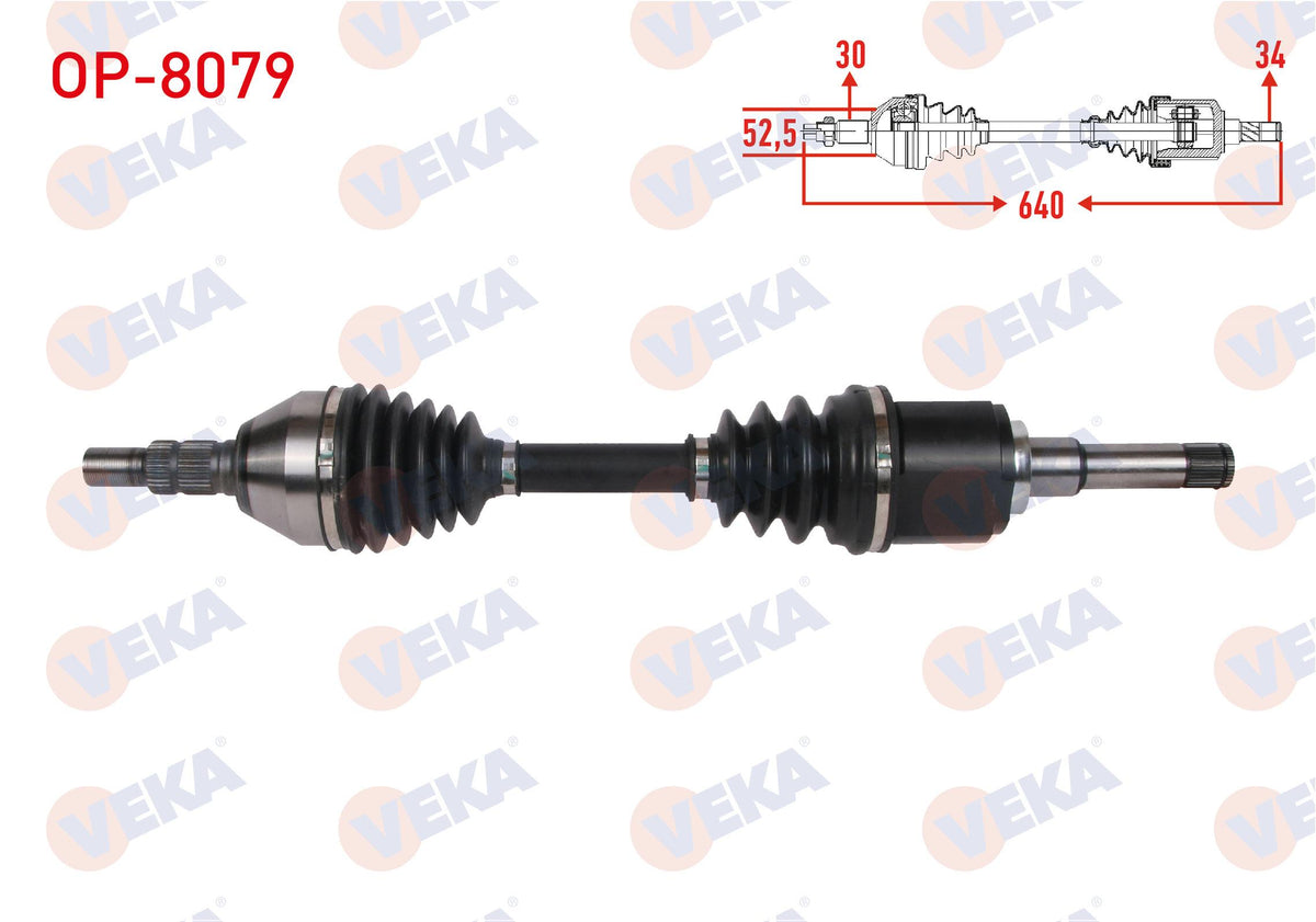 Veka OP-8079 Complete Axle Left Front Length 640mm Opel Astra J Hb 1.6 Sıdı-1.6 T A-T 2009-2016 / — Axles, CV Joints & Boots