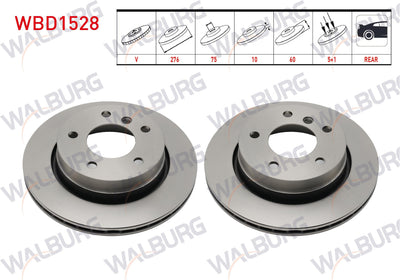 WALBURG WBD1528 Brake Disc Rear Air BMW 3 Series (E36) 316 i 5 Bjn 276X19x75x60 1990-1998 — Brake Rotors & Drums
