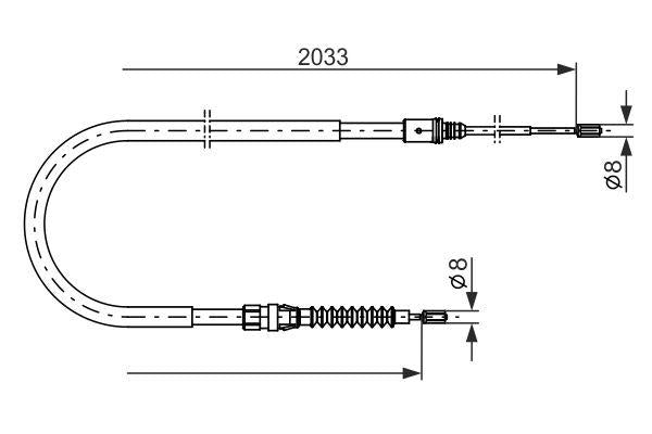 Bosch 1987482190 El Brake Cable Rear Peugeot 308 II/C4 II/DS4 2033mm — Brake Cables & Hardware