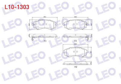 LEO L10-1303 Brake Pad Front with Wear Indicator Hyundai Elantra I-II 1.5 1990-2000 / 1.6i 16V 1990-2000 / Sonat — Brake Pads