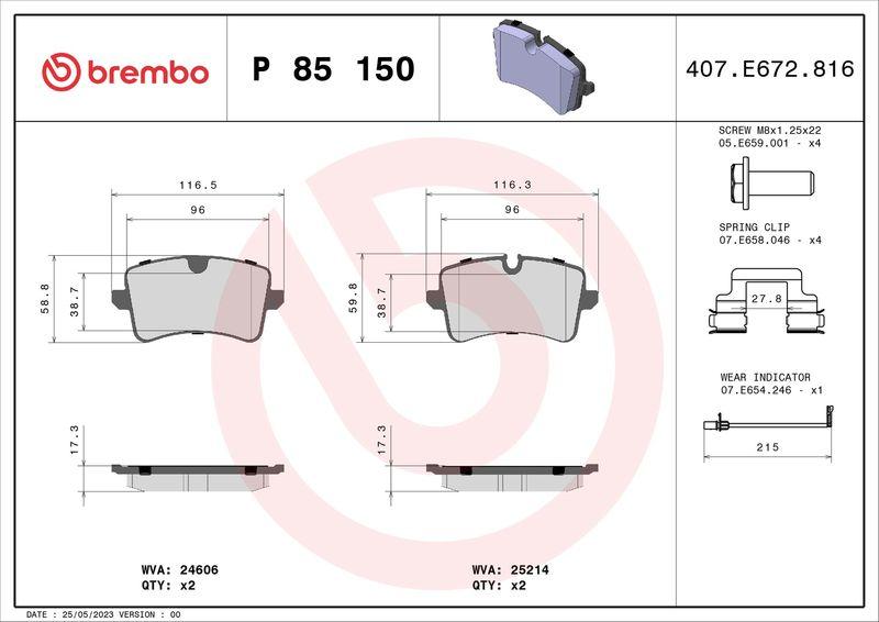 Brembo P85150 Brake Pad Rear 18mm Audi A6 A7 11-18 — Brake Pads