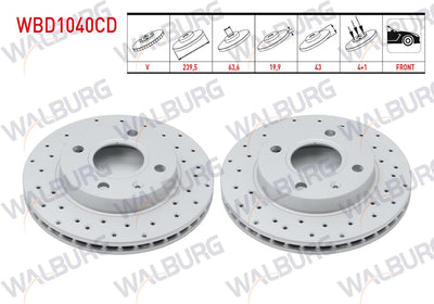 WALBURG WBD1040CD Brake Disc Front Air Coated Performance Drilled Ford Fiesta IV 1.4i 16V 4 Bjn 239 — Brake Rotors & Drums
