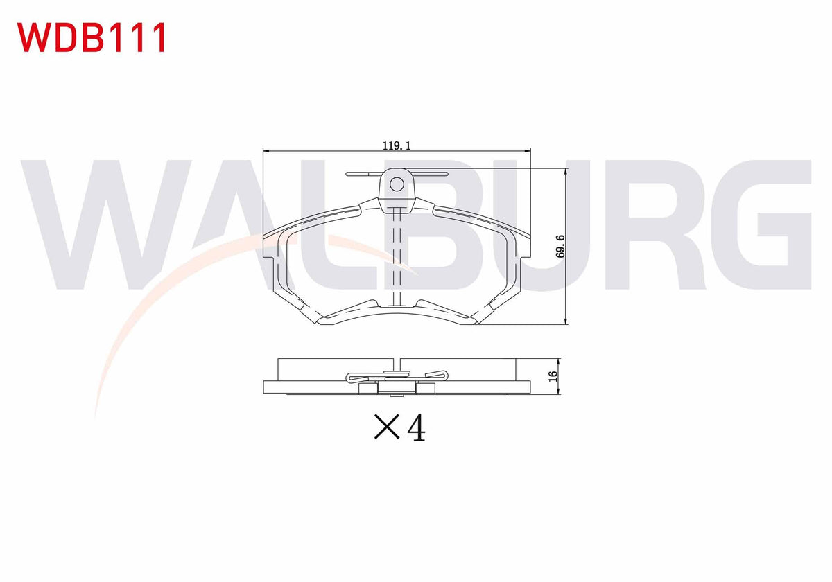 WALBURG WDB111 Brake Pad Front Volkswagen Polo Classic (6Kv2) 1.6 1995-2001 / Golf II (19E — Brake Pads