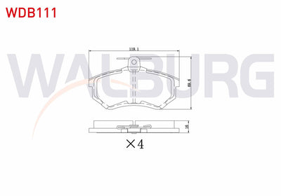 WALBURG WDB111 Brake Pad Front Volkswagen Polo Classic (6Kv2) 1.6 1995-2001 / Golf II (19E — Brake Pads