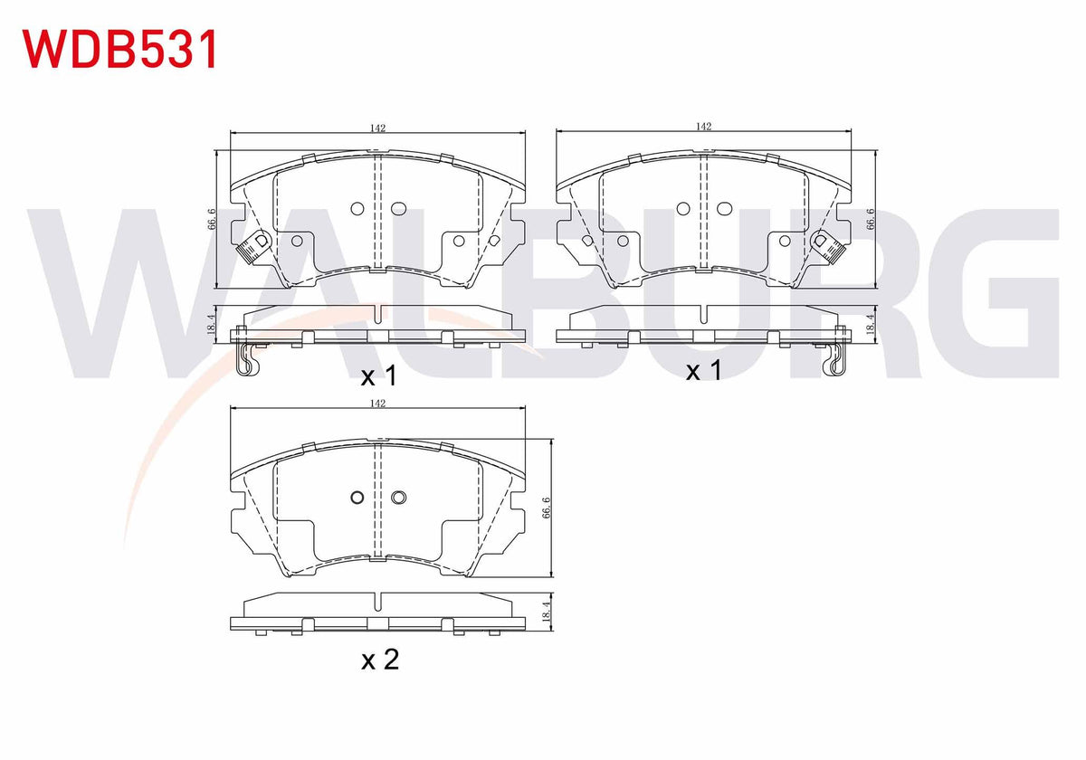 WALBURG WDB531 Brake Pad Front with Wear Indicator Opel Insignia 2.0 CDTi 17 Rim 2008-/ Astra J 1.6 CDTi 2009-2016 / Astra J 1.4 T 2009-2016 / Insignia 1.6 2008-/ 1.6 CDTi 2008-/ Zafira C 1.6 CDTi 2014-/