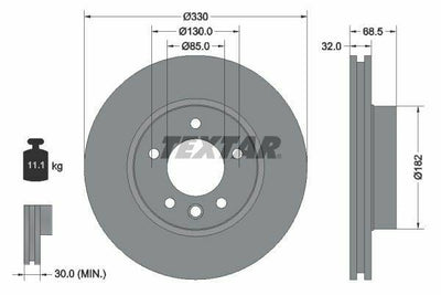 TEXTAR Brake Disc VW Touareg / Cayenne Front Right - 330mm x 32mm — Brake Rotors & Drums