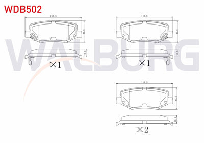WALBURG WDB502 Brake Pad Rear with Wear Indicator Fiat Freemont (Jf) 2.0 Mjt 170 Hp 2011-/ Jeep Wrangler III (Jk — Brake Pads