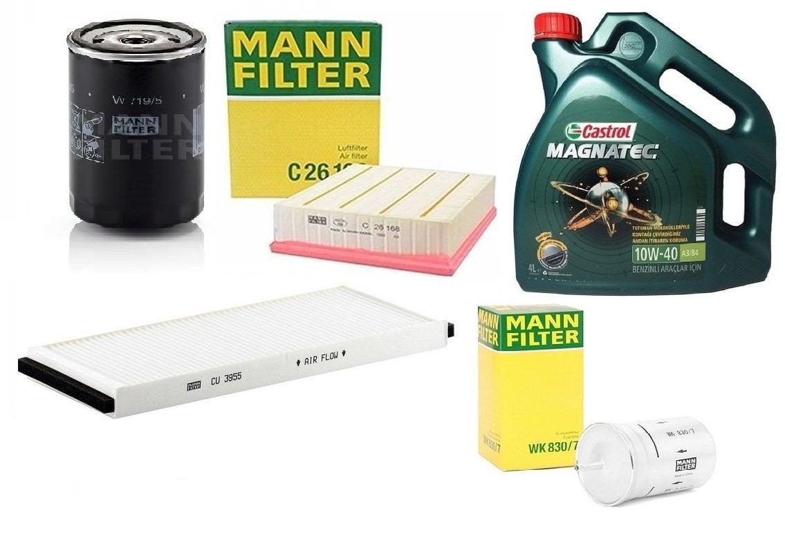 Mann Volkswagen Passat 1.6 Gasoline Motor Filter Care Set - Castrol 10W40 Oil — Maintenance & Service Kits