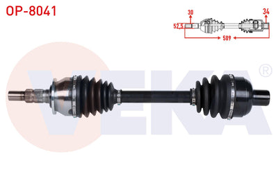 Veka OP-8041 Complete Axle Right Front Length 589mm Opel Astra J 1.6 Turbo (A16let) M-T 2009-2016 — Axles, CV Joints & Boots