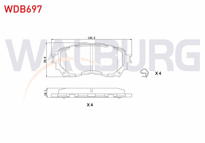 WALBURG WDB697 Brake Pad Front Mazda 6 (Gj,Gh) 2.0 2013-/ 6 (Gj,Gh) 2.2 D 2013 — Brake Pads