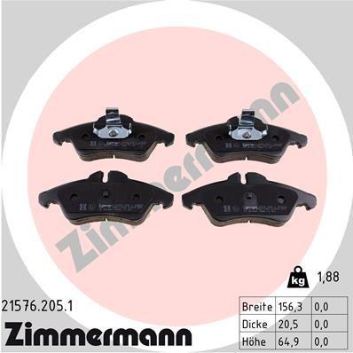 Zimmermann 21576.205.1 Brake Pad Set — Brake Pads