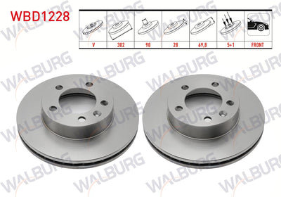 WALBURG WBD1228 Brake Disc Front Air 5 Bjn 302X28x90x69 — Brake Rotors & Drums