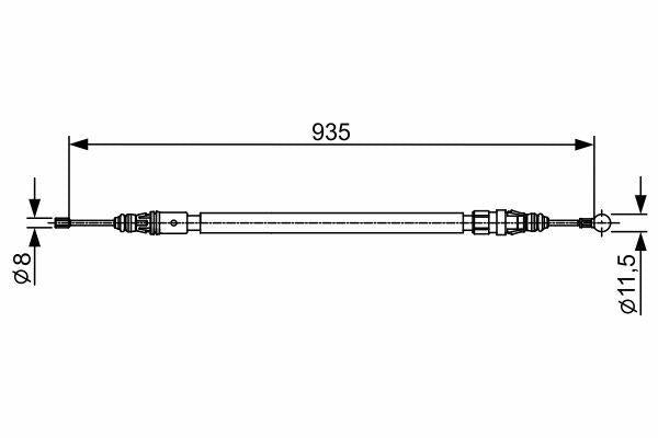 BOSCH Handbrake Cable Rear Left - 10-Pt. 3008-5008 — Brake Cables & Hardware
