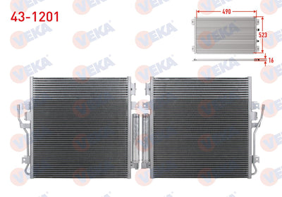 Veka 43-1201 A/C Condenser Jeep Cherokee (Kk) 2.8 Crd 2008-2013 / Dodge Nitro 2.8 Crd 2007 — Condensers & Evaporators
