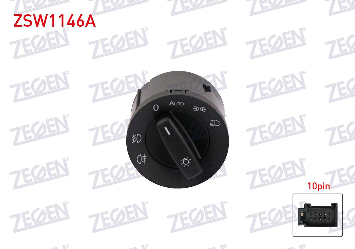 Zegen ZSW1146A Headlight Switch 10 Pin Automatic Volkswagen Golf V-Jetta III-Passat-Touran-Caddy III-T5 2003-20011