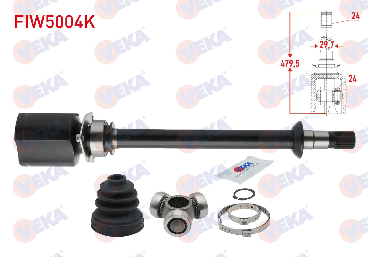 Veka FIW5004K CV Joint Right Front Inner Fiat Doblo (119,223) 1.9 JTD 24X24x30 Length 479 — Axles, CV Joints & Boots