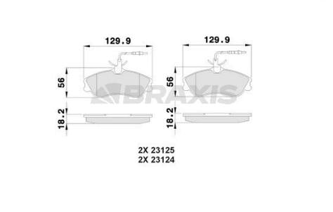 BRAXIS AB0020 Front Brake Pad Partner P306 Cabriolet / Sedan 1.8I 16V 2.0I Berlingo Xsara 1.8I.1.9D (< 03) Fısl — Brake Pads